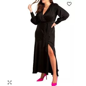 ELOQUII NWT Black Satin Maxi Dress Plus Size 16